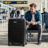 Aerolite Premium PP 2-Piece Luggage Set, Lightweight Polypropylene Hard Shell Suitcases with 4 Dual Spinner Wheels & TSA Lock, Expandable Cabin (21”), Large (28”), Expandable Carry-On Case Included – Black