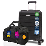 Aerolite Travel Bundle – 55x40x20/23cm Expandable Cabin Suitcase + 40x20x25cm Ryanair-Free Underseat Bag with TSA Lock – Lightweight, Airline-Approved Set (Black)