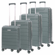 Aerolite Premium PP 4 Piece Hard Shell 4 Dual Wheel Spinner Travel Luggage Suitcase Set , Expandable Cabin + Medium + Large + Extra Large - Dark Green