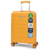 Aerolite Premium PP Expandable Cabin Suitcase 55x40x20cm to 55x40x23cm, Ryanair & Wizz Air Priority Max Size, Lightweight Polypropylene Hard Shell Carry-On with 4 Wheels & TSA Lock - Mango