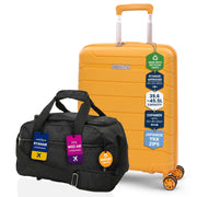 Aerolite Travel Bundle – 55x40x20/23cm Expandable Cabin Suitcase + 40x20x25cm Ryanair-Free Underseat Bag with TSA Lock – Lightweight, Airline-Approved Set (Mango+Black)