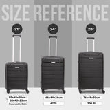 Aerolite Premium PP 3-Piece Luggage Set, Lightweight Polypropylene Hard Shell Suitcases with 4 Dual Spinner Wheels & TSA Lock, Expandable Cabin (21”), Medium (24”), Large (28”), Expandable Carry-On Case Included – Black