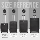 Aerolite Premium PP 4 Piece Hard Shell 4 Dual Wheel Spinner Travel Luggage Suitcase Set , Expandable Cabin + Medium + Large + Extra Large - Black