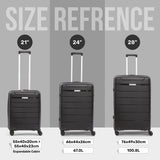 Aerolite Premium PP 3-Piece Luggage Set, Lightweight Polypropylene Hard Shell Suitcases with 4 Dual Spinner Wheels & TSA Lock, Expandable Cabin (21”), Medium (24”), Large (28”), Expandable Carry-On Case Included – Black