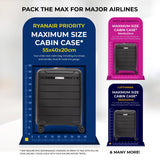 Aerolite Premium PP Expandable Cabin Suitcase 55x40x20cm to 55x40x23cm, Ryanair & Wizz Air Priority Max Size, Lightweight Polypropylene Hard Shell Carry-On with 4 Wheels & TSA Lock - Black