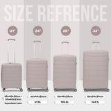 Aerolite Premium PP 4 Piece Hard Shell 4 Dual Wheel Spinner Travel Luggage Suitcase Set , Expandable Cabin + Medium + Large + Extra Large - Cream