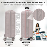 Aerolite Premium PP Expandable Cabin Suitcase 55x40x20cm to 55x40x23cm, Ryanair & Wizz Air Priority Max Size, Lightweight Polypropylene Hard Shell Carry-On with 4 Wheels & TSA Lock - Cream