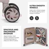 Aerolite Premium PP Expandable Cabin Suitcase 55x40x20cm to 55x40x23cm, Ryanair & Wizz Air Priority Max Size, Lightweight Polypropylene Hard Shell Carry-On with 4 Wheels & TSA Lock - Cream