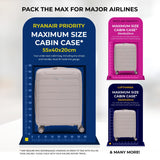 Aerolite Premium PP Expandable Cabin Suitcase 55x40x20cm to 55x40x23cm, Ryanair & Wizz Air Priority Max Size, Lightweight Polypropylene Hard Shell Carry-On with 4 Wheels & TSA Lock - Cream