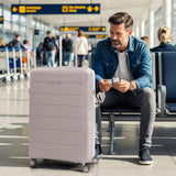 Aerolite 28” Large 100L Lightweight Polypropylene (PP) Check-In Suitcase – Hard Shell Luggage with Spinner Wheels, TSA Lock & Waterproof Pocket, Cream