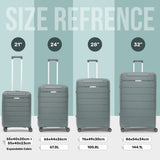 Aerolite Premium PP 4 Piece Hard Shell 4 Dual Wheel Spinner Travel Luggage Suitcase Set , Expandable Cabin + Medium + Large + Extra Large - Dark Green