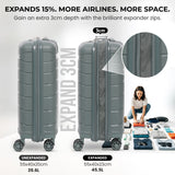 Aerolite Premium PP Expandable Cabin Suitcase 55x40x20cm to 55x40x23cm, Ryanair & Wizz Air Priority Max Size, Lightweight Polypropylene Hard Shell Carry-On with 4 Wheels & TSA Lock - Green
