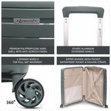 Aerolite Premium PP 3-Piece Luggage Set, Lightweight Polypropylene Hard Shell Suitcases with 4 Dual Spinner Wheels & TSA Lock, Expandable Cabin (21”), Medium (24”), Large (28”), Expandable Carry-On Case Included – Dark Green