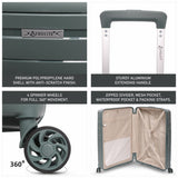 Aerolite Premium PP 2-Piece Luggage Set, Lightweight Polypropylene Hard Shell Suitcases with 4 Dual Spinner Wheels & TSA Lock, Expandable Cabin (21”), Large (28”), Expandable Carry-On Case Included – Dark Green