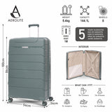 Aerolite 32” XL 144L Polypropylene (PP) Checked Luggage – Lightweight Extra Large Hard Shell Suitcase with 4 Spinner Wheels, TSA Lock & Waterproof Pocket – Green