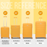 Aerolite Premium PP 4 Piece Hard Shell 4 Dual Wheel Spinner Travel Luggage Suitcase Set , Expandable Cabin + Medium + Large + Extra Large - Mango