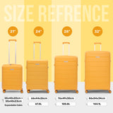 Aerolite Premium PP 4 Piece Hard Shell 4 Dual Wheel Spinner Travel Luggage Suitcase Set , Expandable Cabin + Medium + Large + Extra Large - Mango