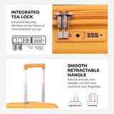 Aerolite Premium PP Expandable Cabin Suitcase 55x40x20cm to 55x40x23cm, Ryanair & Wizz Air Priority Max Size, Lightweight Polypropylene Hard Shell Carry-On with 4 Wheels & TSA Lock - Mango