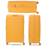 Aerolite Premium PP 4 Piece Hard Shell 4 Dual Wheel Spinner Travel Luggage Suitcase Set , Expandable Cabin + Medium + Large + Extra Large - Mango