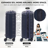 Aerolite Premium PP Expandable Cabin Suitcase 55x40x20cm to 55x40x23cm, Ryanair & Wizz Air Priority Max Size, Lightweight Polypropylene Hard Shell Carry-On with 4 Wheels & TSA Lock - Navy