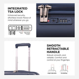 Aerolite Premium PP Expandable Cabin Suitcase 55x40x20cm to 55x40x23cm, Ryanair & Wizz Air Priority Max Size, Lightweight Polypropylene Hard Shell Carry-On with 4 Wheels & TSA Lock - Navy