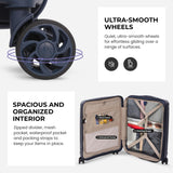 Aerolite Premium PP Expandable Cabin Suitcase 55x40x20cm to 55x40x23cm, Ryanair & Wizz Air Priority Max Size, Lightweight Polypropylene Hard Shell Carry-On with 4 Wheels & TSA Lock - Navy