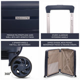 Aerolite Premium PP 2-Piece Luggage Set, Lightweight Polypropylene Hard Shell Suitcases with 4 Dual Spinner Wheels & TSA Lock, Expandable Cabin (21”), Large (28”), Expandable Carry-On Case Included – Navy