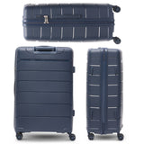 Aerolite Premium PP 4 Piece Hard Shell 4 Dual Wheel Spinner Travel Luggage Suitcase Set , Expandable Cabin + Medium + Large + Extra Large - Navy