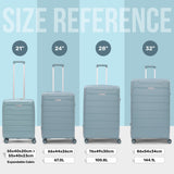 Aerolite Premium PP 4 Piece Hard Shell 4 Dual Wheel Spinner Travel Luggage Suitcase Set , Expandable Cabin + Medium + Large + Extra Large - Sage