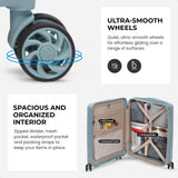 Aerolite Premium PP Expandable Cabin Suitcase 55x40x20cm to 55x40x23cm, Ryanair & Wizz Air Priority Max Size, Lightweight Polypropylene Hard Shell Carry-On with 4 Wheels & TSA Lock - Sage