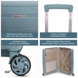 Aerolite Premium PP 2-Piece Luggage Set, Lightweight Polypropylene Hard Shell Suitcases with 4 Dual Spinner Wheels & TSA Lock, Expandable Cabin (21”), Large (28”), Expandable Carry-On Case Included – Sage