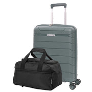Aerolite Travel Bundle – 55x40x20/23cm Expandable Cabin Suitcase + 40x20x25cm Ryanair-Free Underseat Bag with TSA Lock – Lightweight, Airline-Approved Set (Green+Black)