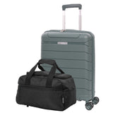 Aerolite Travel Bundle – 55x40x20/23cm Expandable Cabin Suitcase + 40x20x25cm Ryanair-Free Underseat Bag with TSA Lock – Lightweight, Airline-Approved Set (Green+Black)