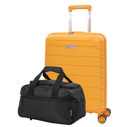 Aerolite Travel Bundle – 55x40x20/23cm Expandable Cabin Suitcase + 40x20x25cm Ryanair-Free Underseat Bag with TSA Lock – Lightweight, Airline-Approved Set (Mango+Black)