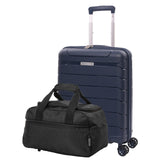 Aerolite Travel Bundle – 55x40x20/23cm Expandable Cabin Suitcase + 40x20x25cm Ryanair-Free Underseat Bag with TSA Lock – Lightweight, Airline-Approved Set (Navy+Black)