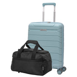 Aerolite Travel Bundle – 55x40x20/23cm Expandable Cabin Suitcase + 40x20x25cm Ryanair-Free Underseat Bag with TSA Lock – Lightweight, Airline-Approved Set (Sage+Black)