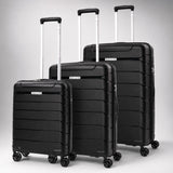 Aerolite Premium PP 3-Piece Luggage Set, Lightweight Polypropylene Hard Shell Suitcases with 4 Dual Spinner Wheels & TSA Lock, Expandable Cabin (21”), Medium (24”), Large (28”), Expandable Carry-On Case Included – Black