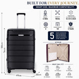 Aerolite 2 Piece PP Luggage Set – Expandable 21" Cabin & 28" Large 100.8L Suitcases, Premium Polypropylene Hard Shell Made Using Recycled Ocean Plastic, 4 Spinner Wheels, TSA Locks & Waterproof Pockets, Black