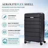 Aerolite 2 Piece PP Luggage Set – Expandable 21" Cabin & 28" Large 100.8L Suitcases, Premium Polypropylene Hard Shell Made Using Recycled Ocean Plastic, 4 Spinner Wheels, TSA Locks & Waterproof Pockets, Black