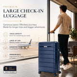 Aerolite Large 28" Lightweight 100.8L Check-In Suitcase – Hard Shell Luggage Made Using Recycled Ocean Plastic, 4 Spinner Wheels, YKK® Zippers, TSA Lock & Waterproof Pocket (Blue)