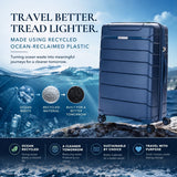 Aerolite Large 28" Lightweight 100.8L Check-In Suitcase – Hard Shell Luggage Made Using Recycled Ocean Plastic, 4 Spinner Wheels, YKK® Zippers, TSA Lock & Waterproof Pocket (Blue)