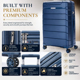 Aerolite Large 28" Lightweight 100.8L Check-In Suitcase – Hard Shell Luggage Made Using Recycled Ocean Plastic, 4 Spinner Wheels, YKK® Zippers, TSA Lock & Waterproof Pocket (Blue)