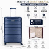 Aerolite Large 28" Lightweight 100.8L Check-In Suitcase – Hard Shell Luggage Made Using Recycled Ocean Plastic, 4 Spinner Wheels, YKK® Zippers, TSA Lock & Waterproof Pocket (Blue)