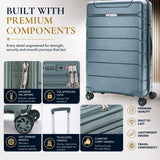 Aerolite 2 Piece PP Luggage Set – Expandable 21" Cabin & 28" Large 100.8L Suitcases, Premium Polypropylene Hard Shell Made Using Recycled Ocean Plastic, 4 Spinner Wheels, TSA Locks & Waterproof Pockets, Dark Green