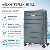 Aerolite 2 Piece PP Luggage Set – Expandable 21" Cabin & 28" Large 100.8L Suitcases, Premium Polypropylene Hard Shell Made Using Recycled Ocean Plastic, 4 Spinner Wheels, TSA Locks & Waterproof Pockets, Dark Green