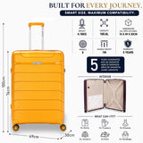 Aerolite Large 28" Lightweight 100.8L Check-In Suitcase – Hard Shell Luggage Made Using Recycled Ocean Plastic, 4 Spinner Wheels, YKK® Zippers, TSA Lock & Waterproof Pocket (Mango)