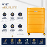 Aerolite Large 28" Lightweight 100.8L Check-In Suitcase – Hard Shell Luggage Made Using Recycled Ocean Plastic, 4 Spinner Wheels, YKK® Zippers, TSA Lock & Waterproof Pocket (Mango)