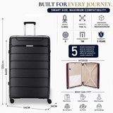 Aerolite 3 Piece PP Luggage Set – Expandable Cabin, Large 100L & XL 144L Suitcases, Premium Polypropylene Hard Shell Made Using Recycled Ocean Plastic, 4 Spinner Wheels, TSA Locks & Waterproof Pockets, Black
