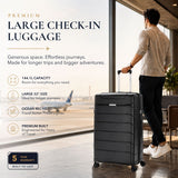 Aerolite 3 Piece PP Luggage Set – Expandable Cabin, Large 100L & XL 144L Suitcases, Premium Polypropylene Hard Shell Made Using Recycled Ocean Plastic, 4 Spinner Wheels, TSA Locks & Waterproof Pockets, Black
