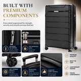 Aerolite 3 Piece PP Luggage Set – Expandable Cabin, Large 100L & XL 144L Suitcases, Premium Polypropylene Hard Shell Made Using Recycled Ocean Plastic, 4 Spinner Wheels, TSA Locks & Waterproof Pockets, Black